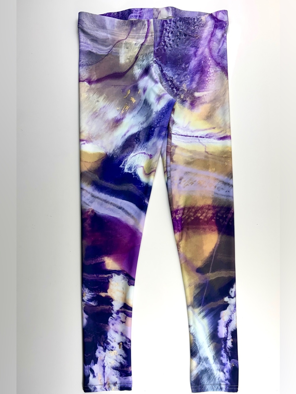 Alana Kay Art Purple & Tan Wearable Art Stretch Leggings, Sz XL